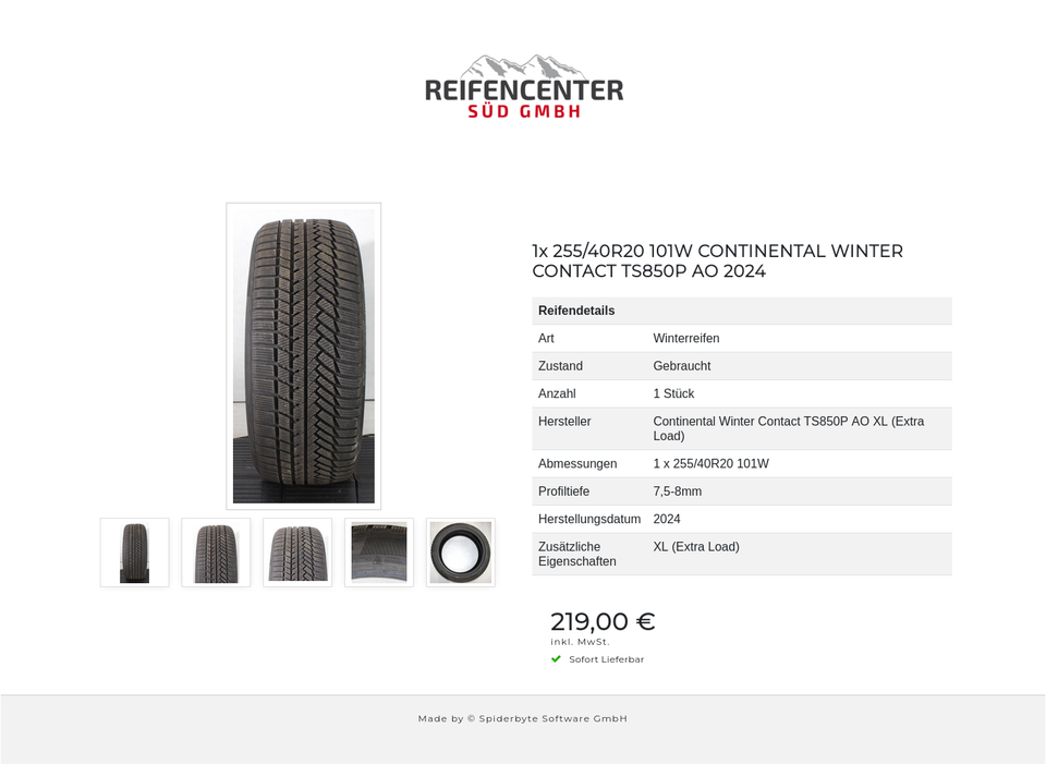 1x 255/40R20 101W CONTINENTAL WINTER CONTACT TS850P AO 2024 #1ZLL – Bild 6