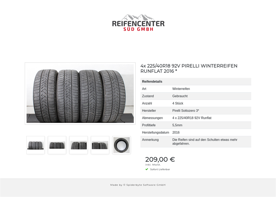 4x 225/40R18 92V PIRELLI WINTERREIFEN RUNFLAT 2016 * #22QX – Bild 6