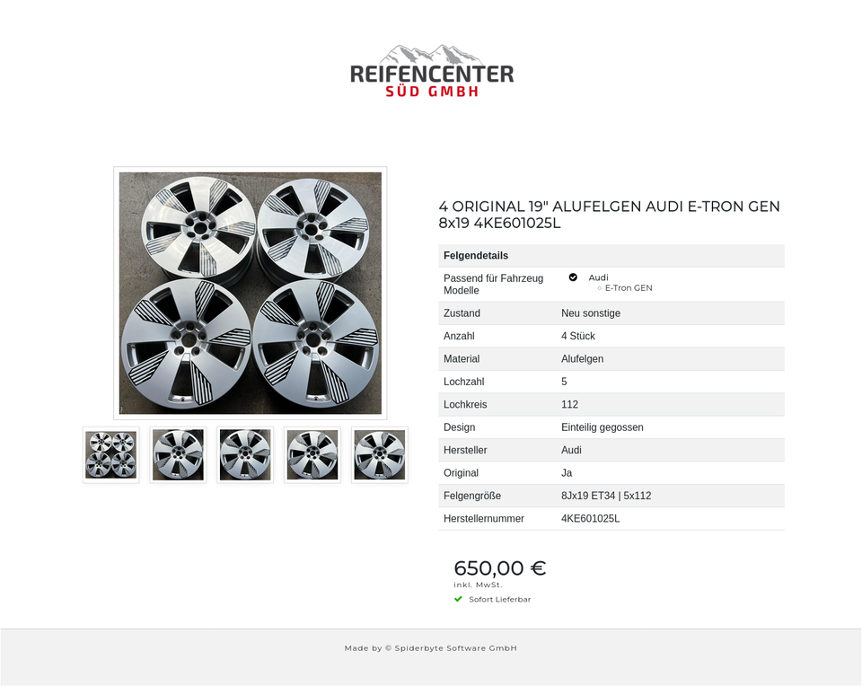 4 ORIGINAL 19" ALUFELGEN AUDI E-TRON GEN 8x19 4KE601025L #1XYY – Bild 6