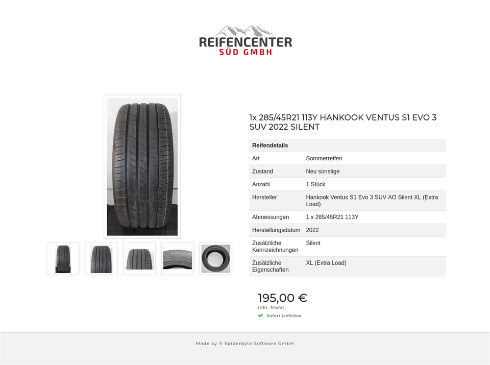 1x 285/45R21 113Y HANKOOK VENTUS S1 EVO 3 SUV 2022 SILENT #279X – Bild 6