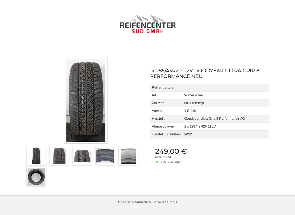 1x 285/45R20 112V GOODYEAR ULTRA GRIP 8 PERFORMANCE NEU #259O – Bild 7