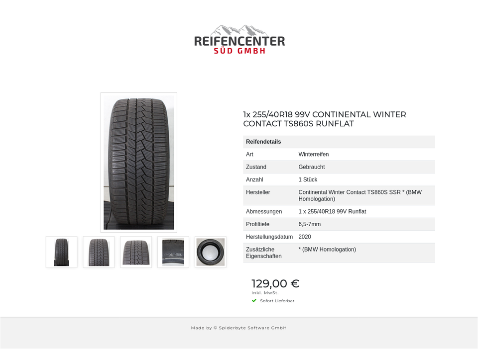 1x 255/40R18 99V CONTINENTAL WINTER CONTACT TS860S RUNFLAT #1XVJ – Bild 6