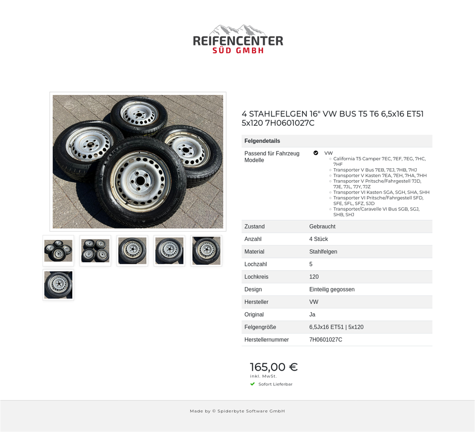 4 STAHLFELGEN 16" VW BUS T5 T6 6,5x16 ET51 5x120 7H0601027C #1WHV – Bild 7