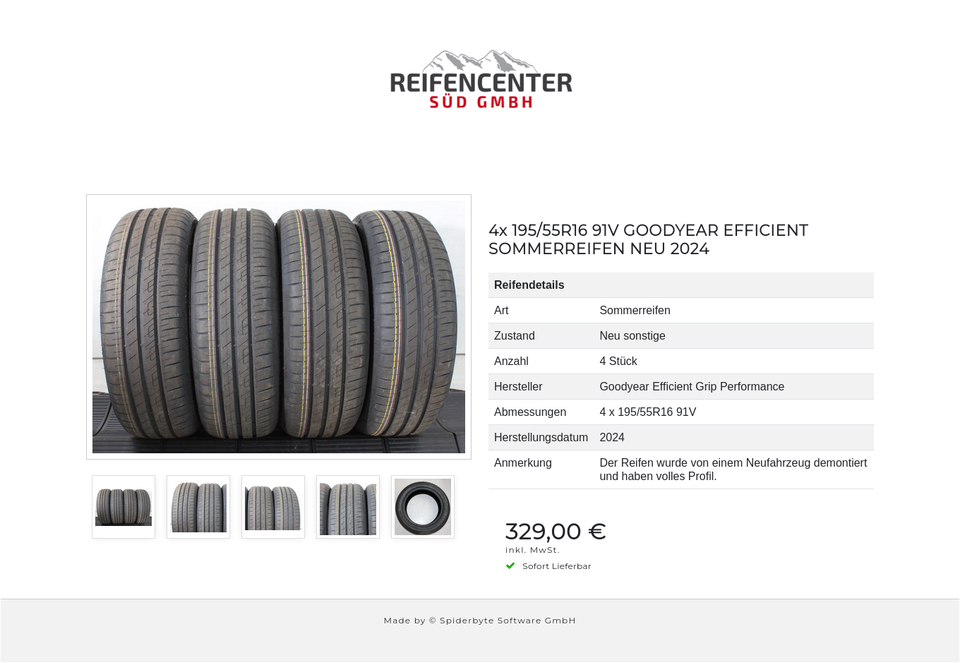 4x 195/55R16 91V GOODYEAR EFFICIENT SOMMERREIFEN NEU 2024 #1ZEC – Bild 6