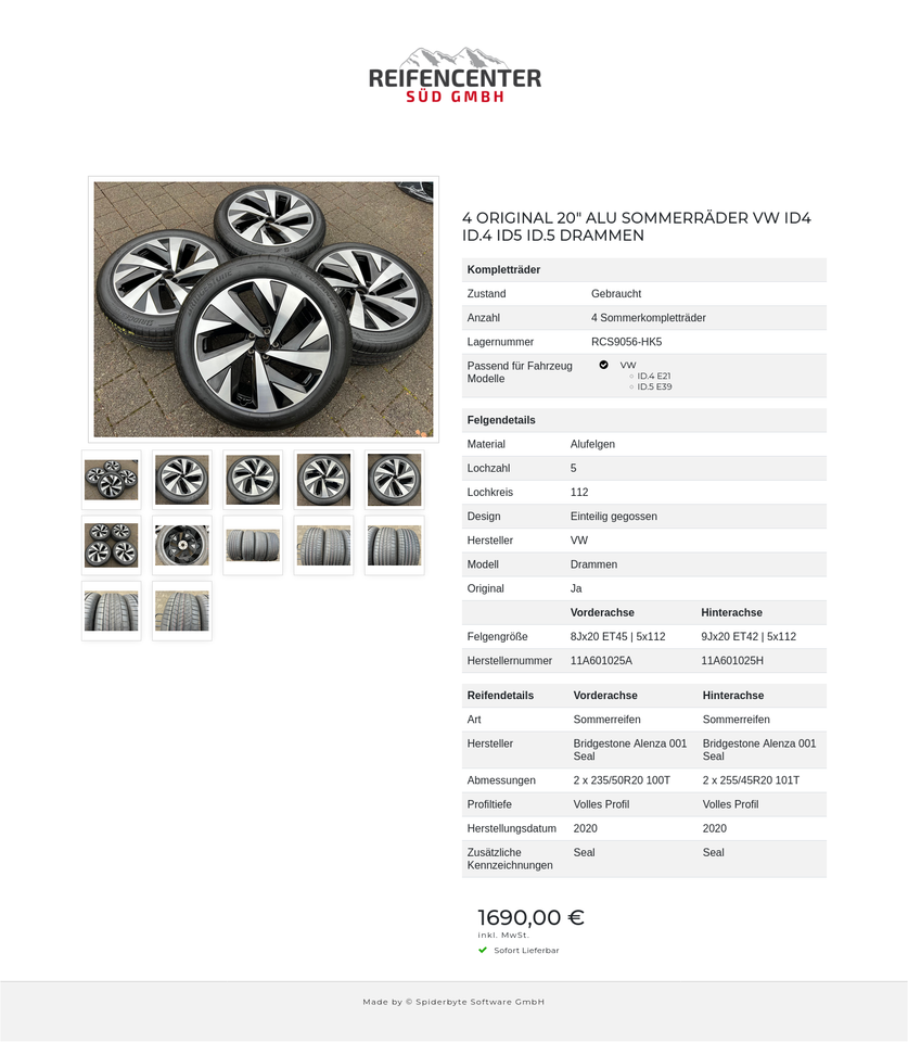 4 ORIGINAL 20" ALU SOMMERRÄDER VW ID4 ID.4 ID5 ID.5 DRAMMEN #1PXN – Bild 13