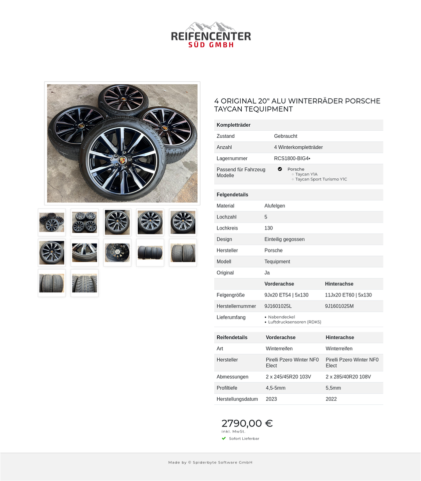 4 ORIGINAL 20" ALU WINTERRÄDER PORSCHE TAYCAN TEQUIPMENT #245F – Bild 13