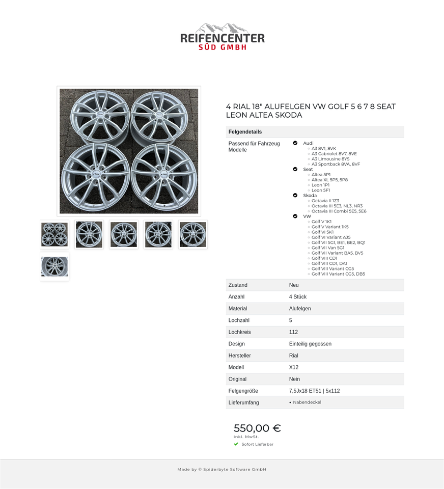 4 RIAL 18" ALUFELGEN VW GOLF 5 6 7 8 SEAT LEON ALTEA SKODA #1VWX – Bild 7