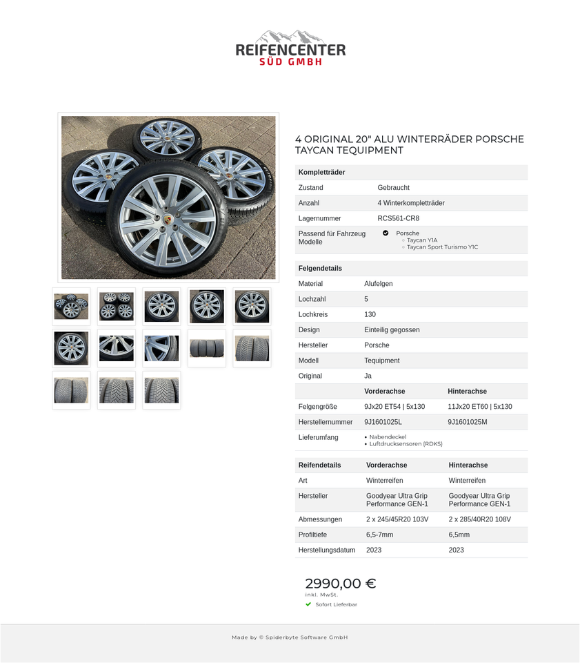 4 ORIGINAL 20" ALU WINTERRÄDER PORSCHE TAYCAN TEQUIPMENT #22XP – Bild 14