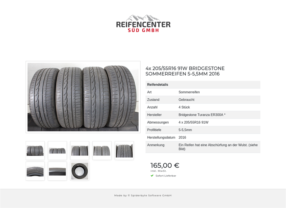 4x 205/55R16 91W BRIDGESTONE SOMMERREIFEN 5-5,5MM 2016 #278E – Bild 9