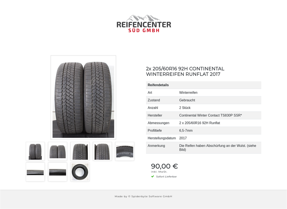 2x 205/60R16 92H CONTINENTAL WINTERREIFEN RUNFLAT 2017 #23BS – Bild 9