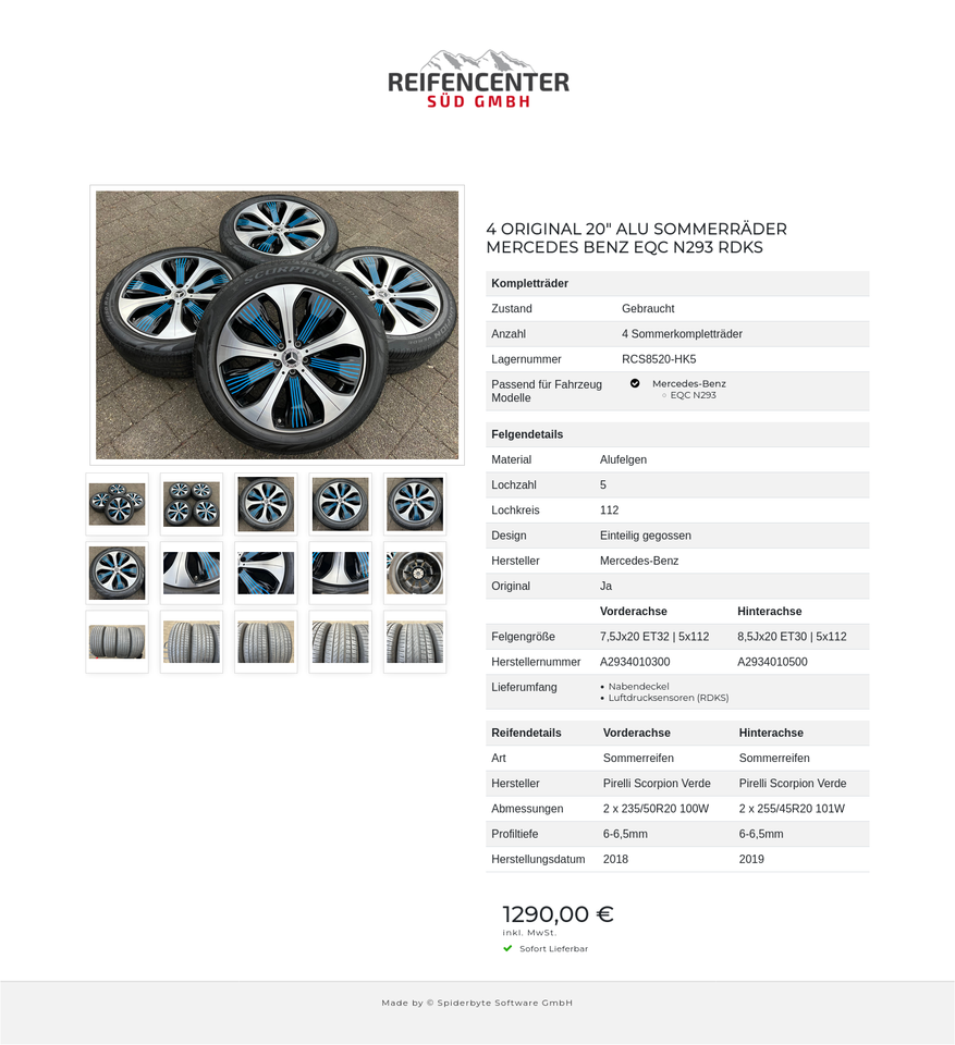 4 ORIGINAL 20" ALU SOMMERRÄDER MERCEDES BENZ EQC N293 RDKS #1Q5I – Bild 16