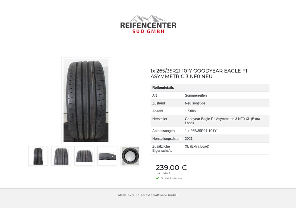 1x 265/35R21 101Y GOODYEAR EAGLE F1 ASYMMETRIC 3 NF0 NEU #27HJ – Bild 6