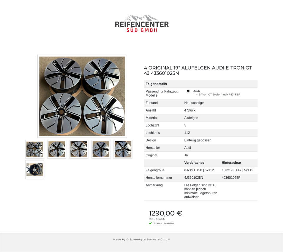 4 ORIGINAL 19" ALUFELGEN AUDI E-TRON GT 4J 4J3601025N #1W3M – Bild 7