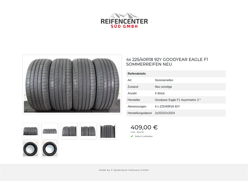 4x 225/40R18 92Y GOODYEAR EAGLE F1 SOMMERREIFEN NEU #1VOR – Bild 8