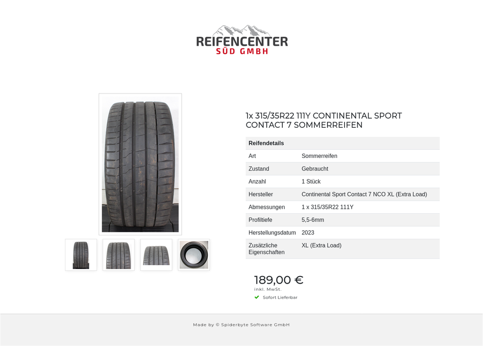 1x 315/35R22 111Y CONTINENTAL SPORT CONTACT 7 SOMMERREIFEN #1W8D – Bild 5