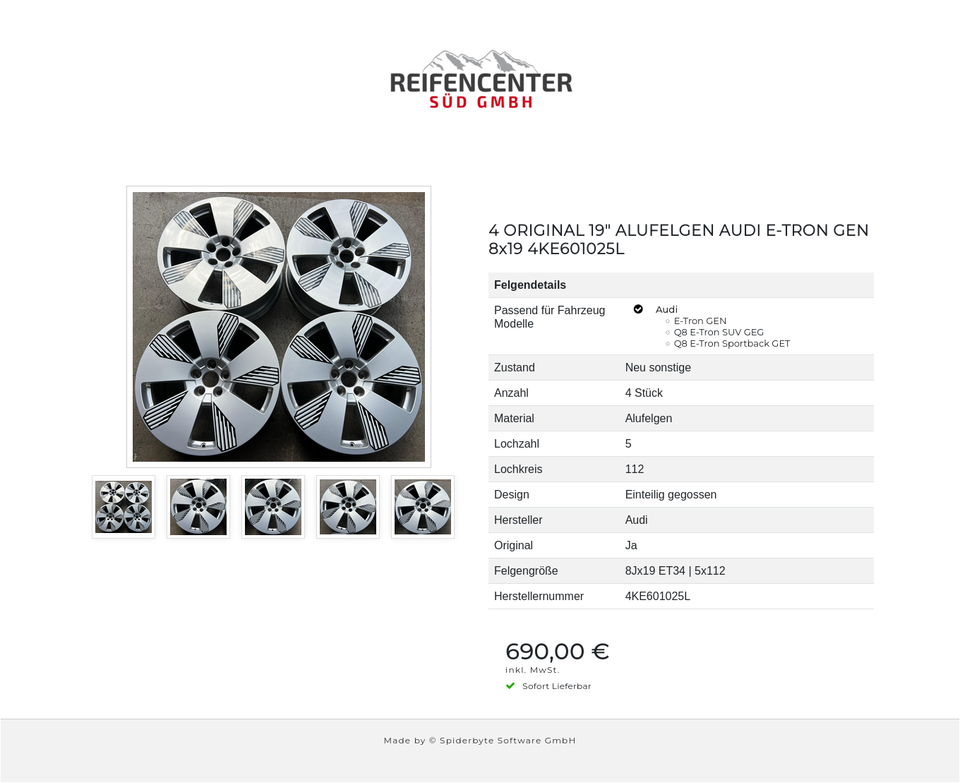 4 ORIGINAL 19" ALUFELGEN AUDI E-TRON GEN 8x19 4KE601025L #1XZA – Bild 6