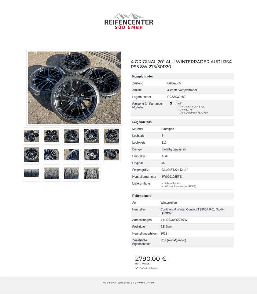 4 ORIGINAL 20" ALU WINTERRÄDER AUDI RS4 RS5 8W 275/30R20 #265W – Bild 15