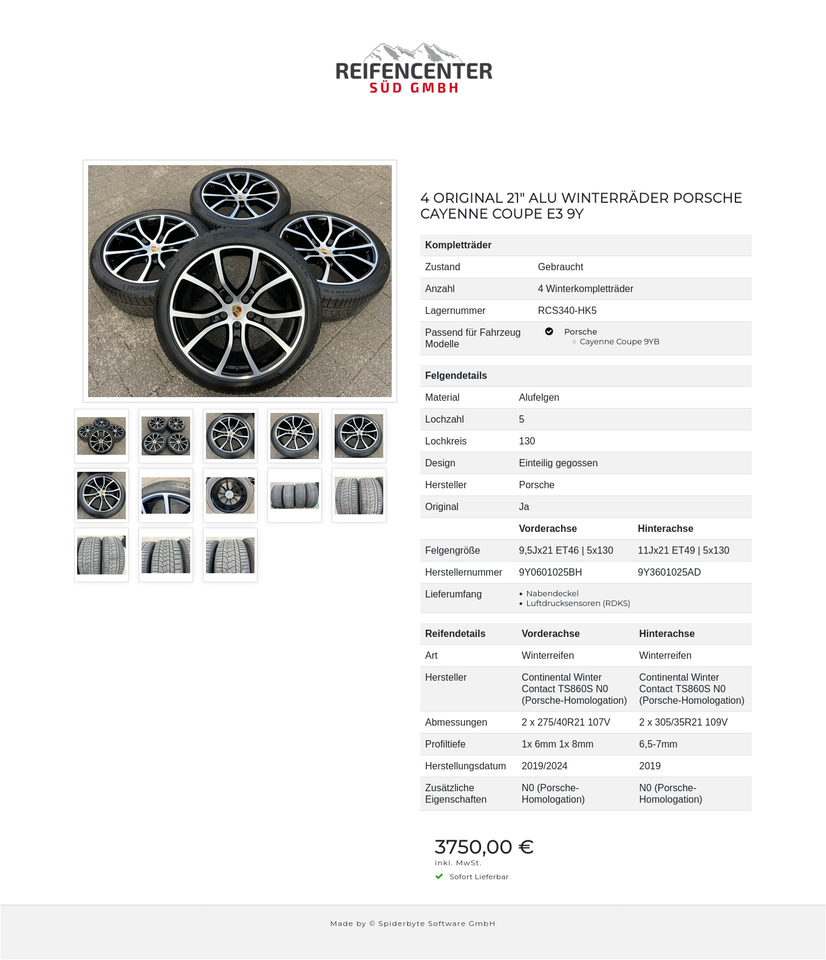 4 ORIGINAL 21" ALU WINTERRÄDER PORSCHE CAYENNE COUPE E3 9Y #22IB – Bild 14