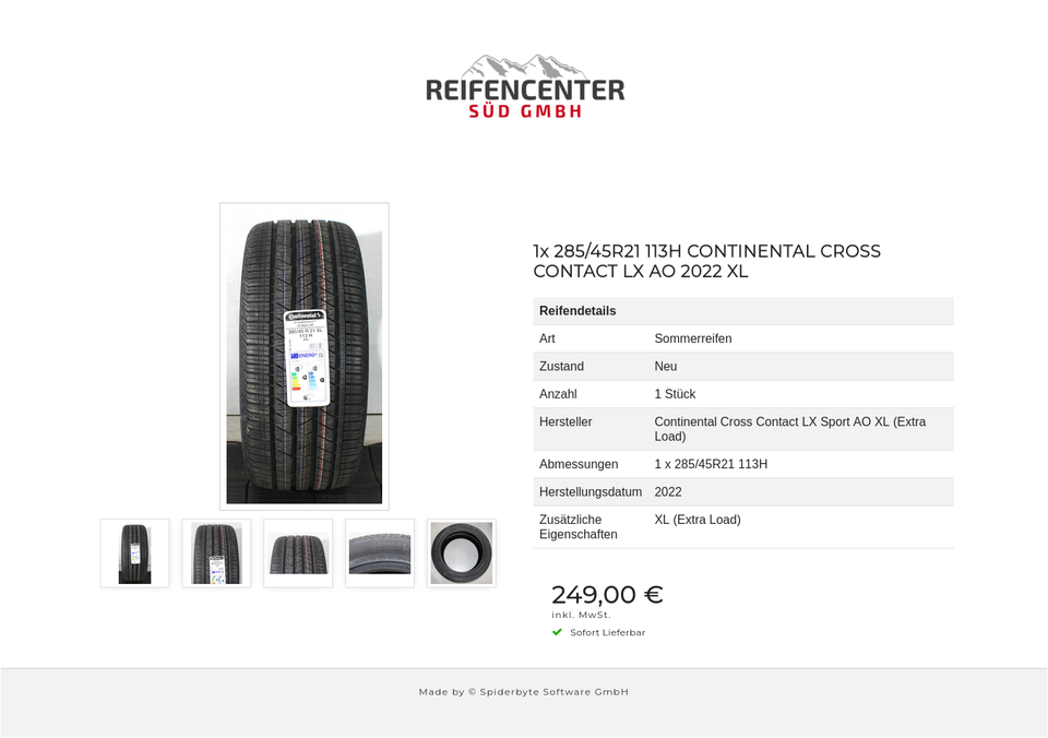 1x 285/45R21 113H CONTINENTAL CROSS CONTACT LX AO 2022 XL #258N – Bild 6