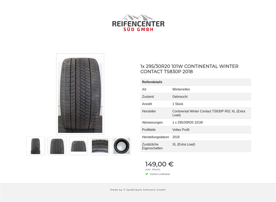 1x 295/30R20 101W CONTINENTAL WINTER CONTACT TS830P 2018 #1T0L – Bild 6