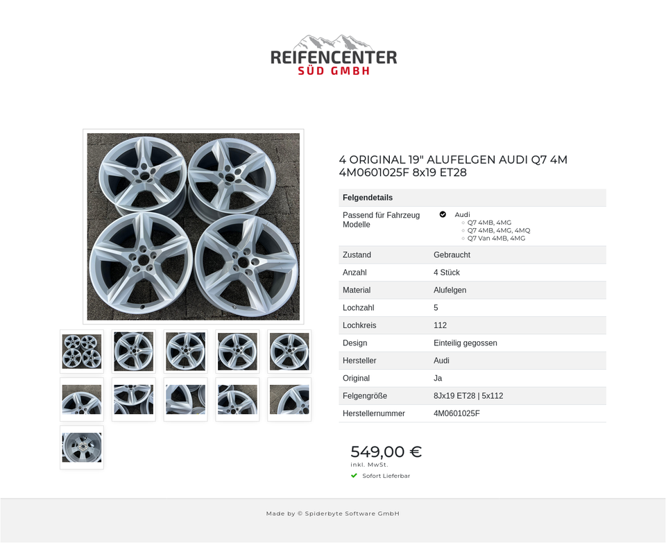 4 ORIGINAL 19" ALUFELGEN AUDI Q7 4M 4M0601025F 8x19 ET28 #1YOJ – Bild 12