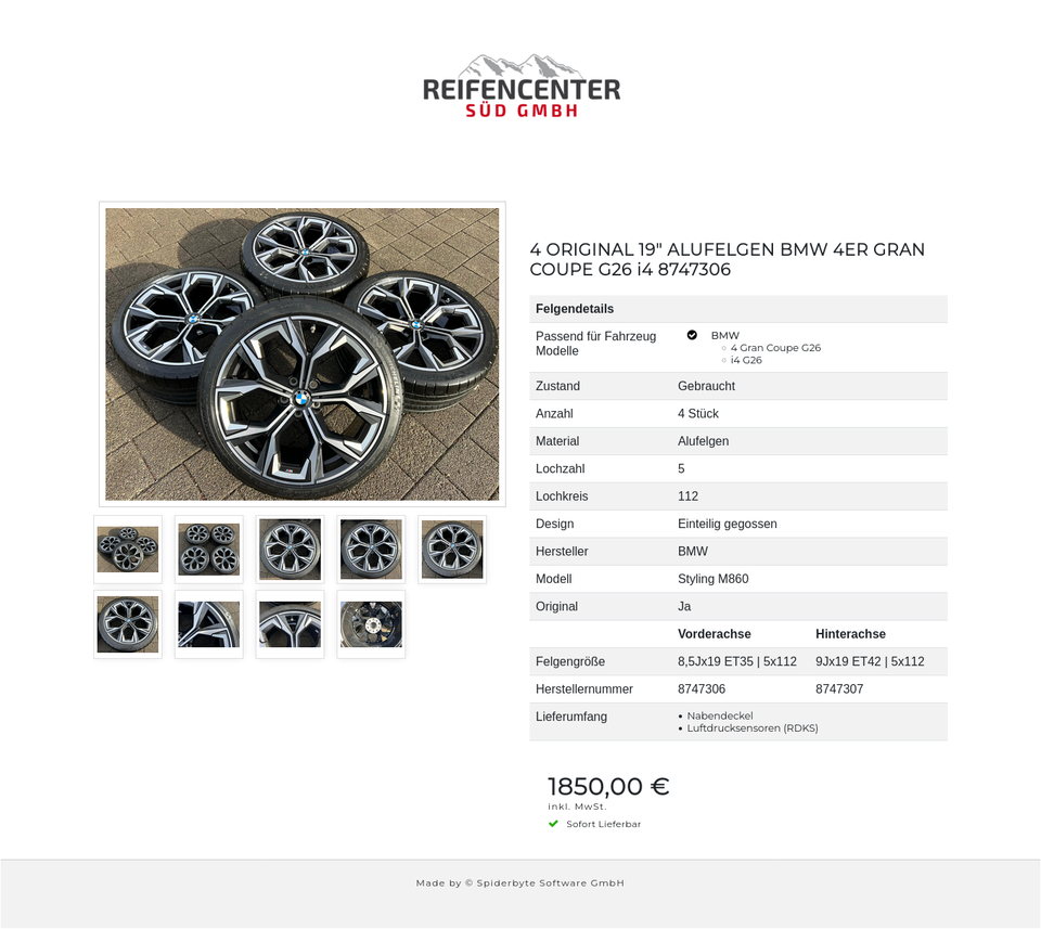 4 ORIGINAL 19" ALUFELGEN BMW 4ER GRAN COUPE G26 i4 8747306 #1S3N – Bild 10