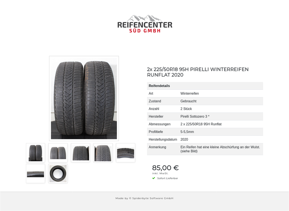 2x 225/50R18 95H PIRELLI WINTERREIFEN RUNFLAT 2020 #22YG – Bild 8