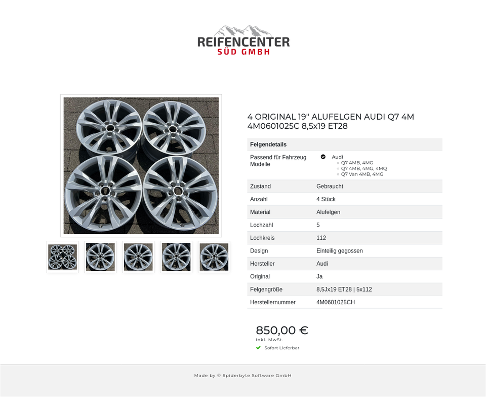 4 ORIGINAL 19" ALUFELGEN AUDI Q7 4M 4M0601025C 8,5x19 ET28 #1YRP – Bild 6