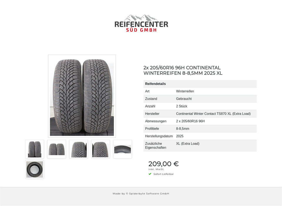 2x 205/60R16 96H CONTINENTAL WINTERREIFEN 8-8,5MM 2025 XL #27EJ – Bild 7