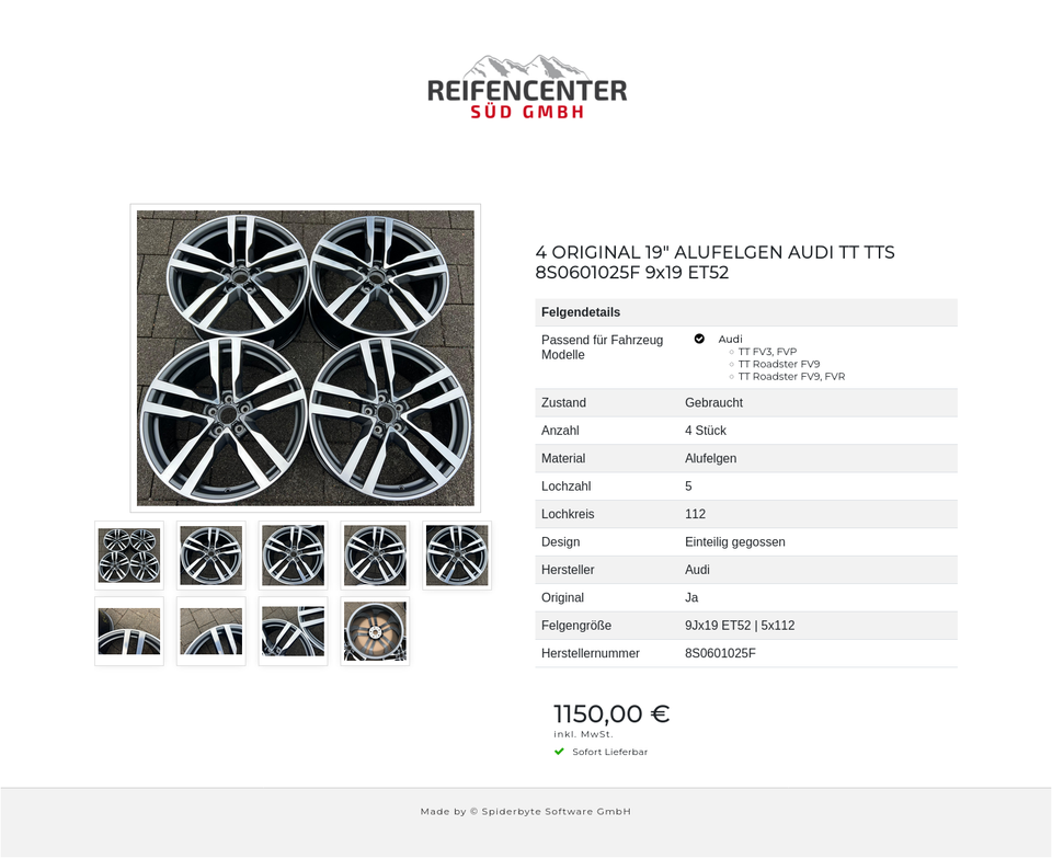 4 ORIGINAL 19" ALUFELGEN AUDI TT TTS 8S0601025F 9x19 ET52 #1X0S – Bild 10