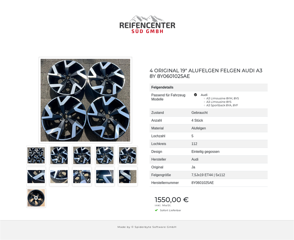 4 ORIGINAL 19" ALUFELGEN FELGEN AUDI A3 8Y 8Y0601025AE #1ZFS – Bild 12