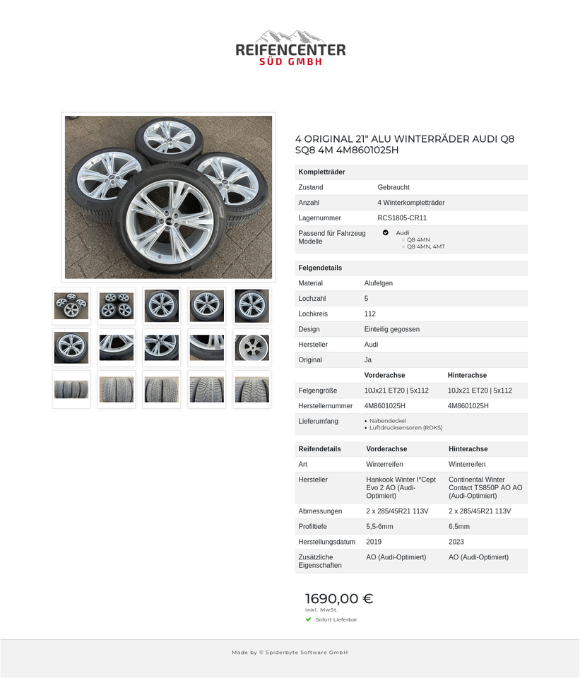 4 ORIGINAL 21" ALU WINTERRÄDER AUDI Q8 SQ8 4M 4M8601025H #24XL – Bild 16