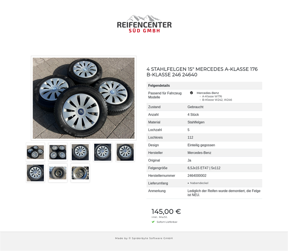 4 STAHLFELGEN 15" MERCEDES A-KLASSE 176 B-KLASSE 246 24640 #27BN – Bild 9