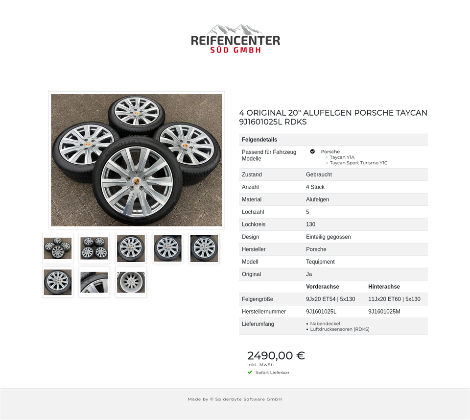 4 ORIGINAL 20" ALUFELGEN PORSCHE TAYCAN 9J1601025L RDKS #25VD – Bild 9