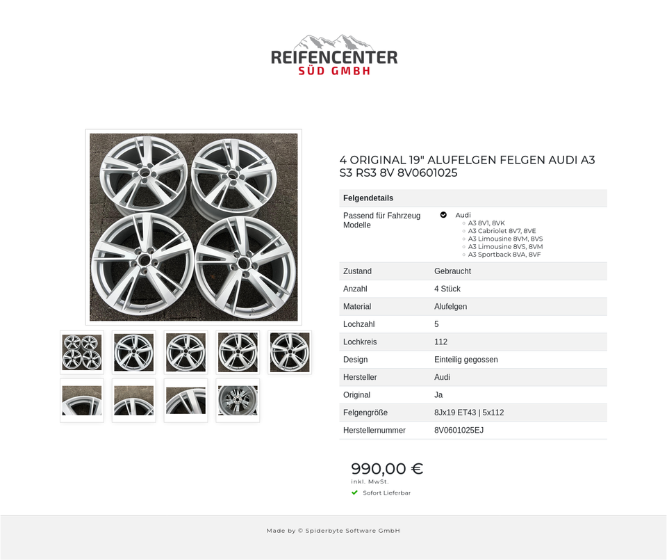4 ORIGINAL 19" ALUFELGEN FELGEN AUDI A3 S3 RS3 8V 8V0601025 #218L – Bild 10