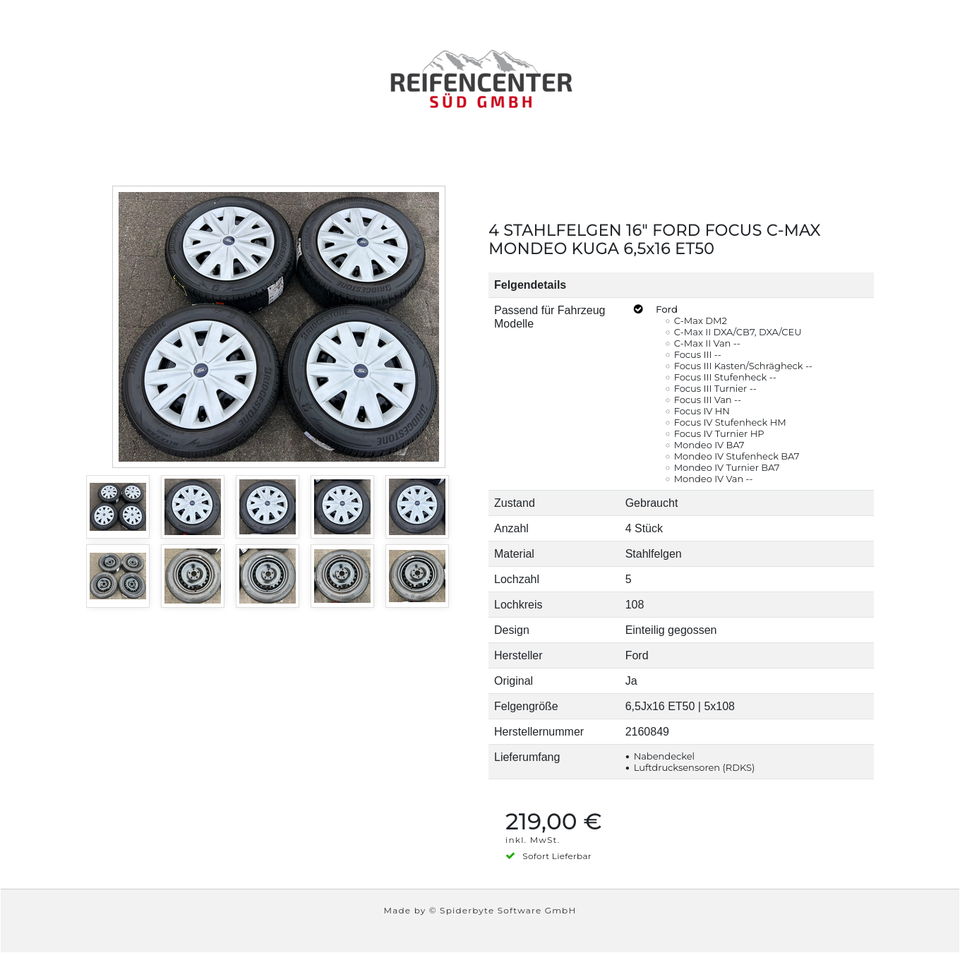 4 STAHLFELGEN 16" FORD FOCUS C-MAX MONDEO KUGA 6,5x16 ET50 #268N – Bild 11