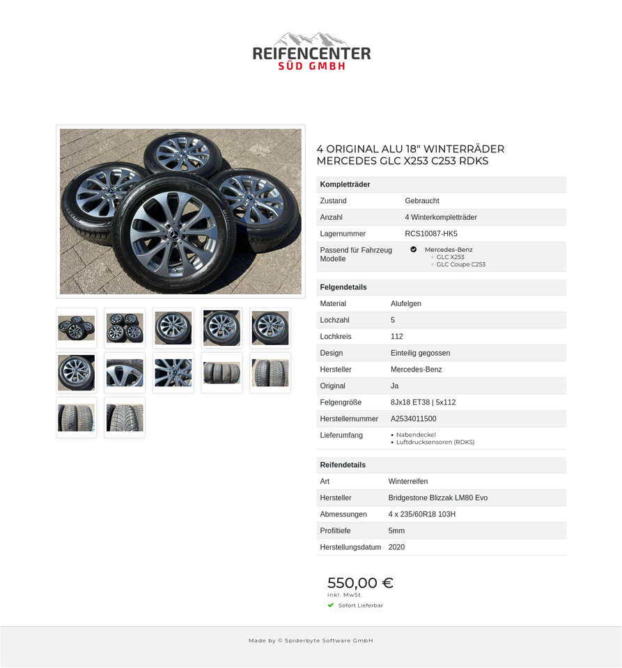 4 ORIGINAL ALU 18" WINTERRÄDER MERCEDES GLC X253 C253 RDKS #1Y2X – Bild 13