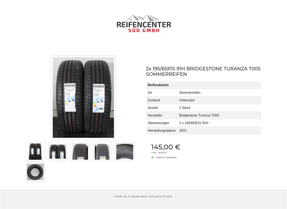 2x 195/65R15 91H BRIDGESTONE TURANZA T005 SOMMERREIFEN #24BY – Bild 7