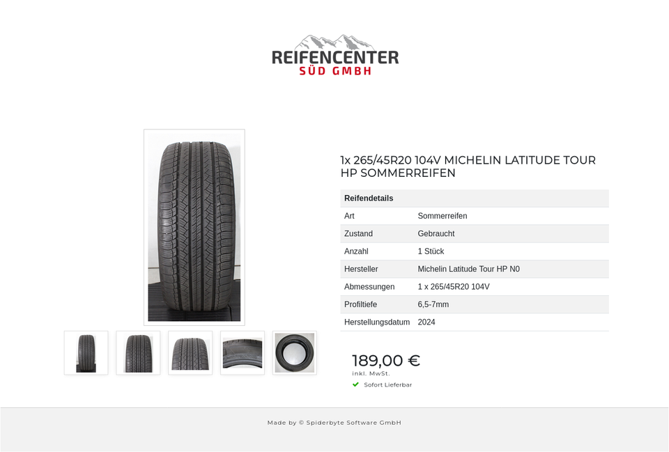 1x 265/45R20 104V MICHELIN LATITUDE TOUR HP SOMMERREIFEN #224A – Bild 6
