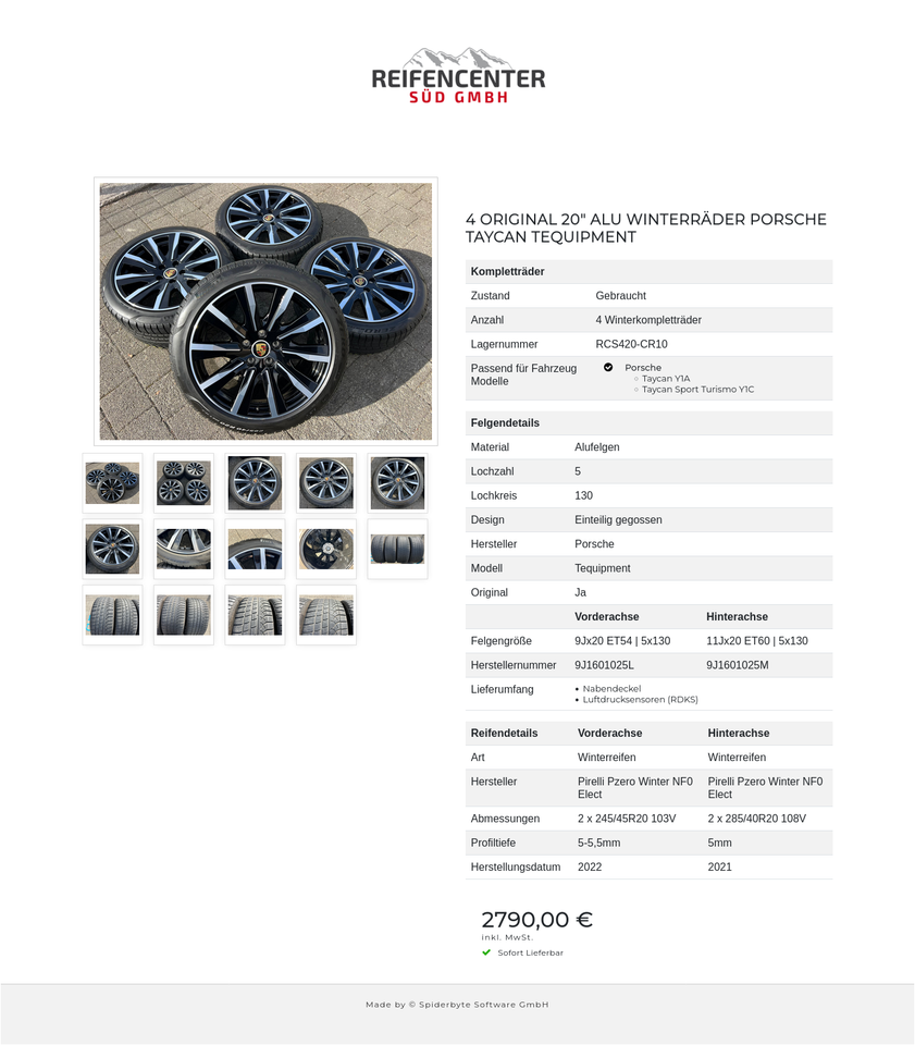 4 ORIGINAL 20" ALU WINTERRÄDER PORSCHE TAYCAN TEQUIPMENT #22OP – Bild 15