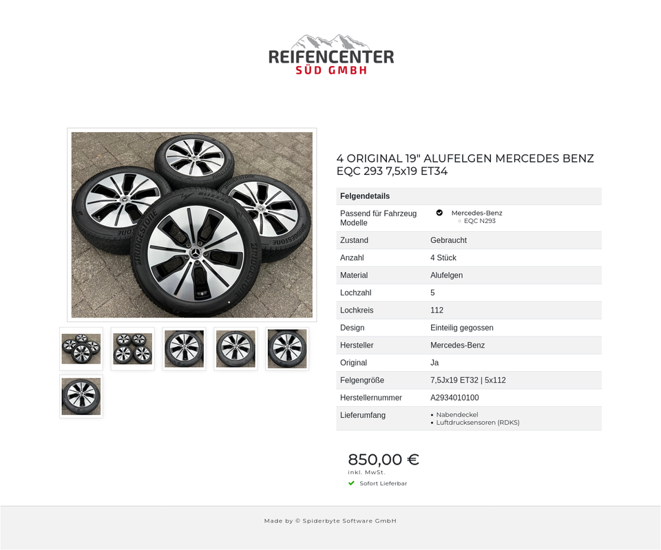 4 ORIGINAL 19" ALUFELGEN MERCEDES BENZ EQC 293 7,5x19 ET34 #216D – Bild 7