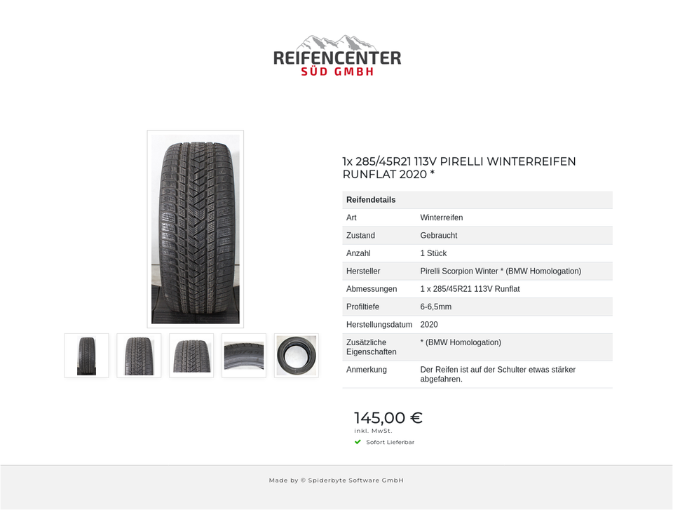 1x 285/45R21 113V PIRELLI WINTERREIFEN RUNFLAT 2020 * #25TW – Bild 6