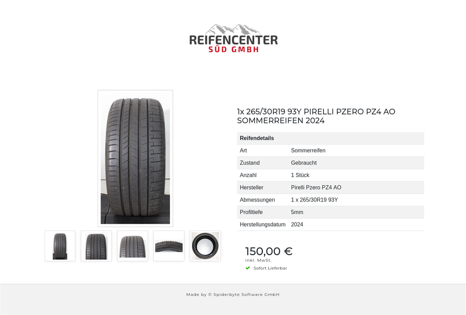 1x 265/30R19 93Y PIRELLI PZERO PZ4 AO SOMMERREIFEN 2024 #21OQ – Bild 6