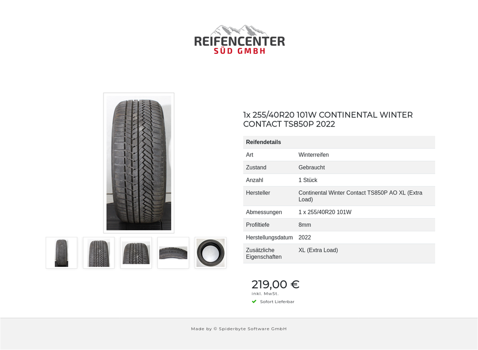 1x 255/40R20 101W CONTINENTAL WINTER CONTACT TS850P 2022 #225W – Bild 6
