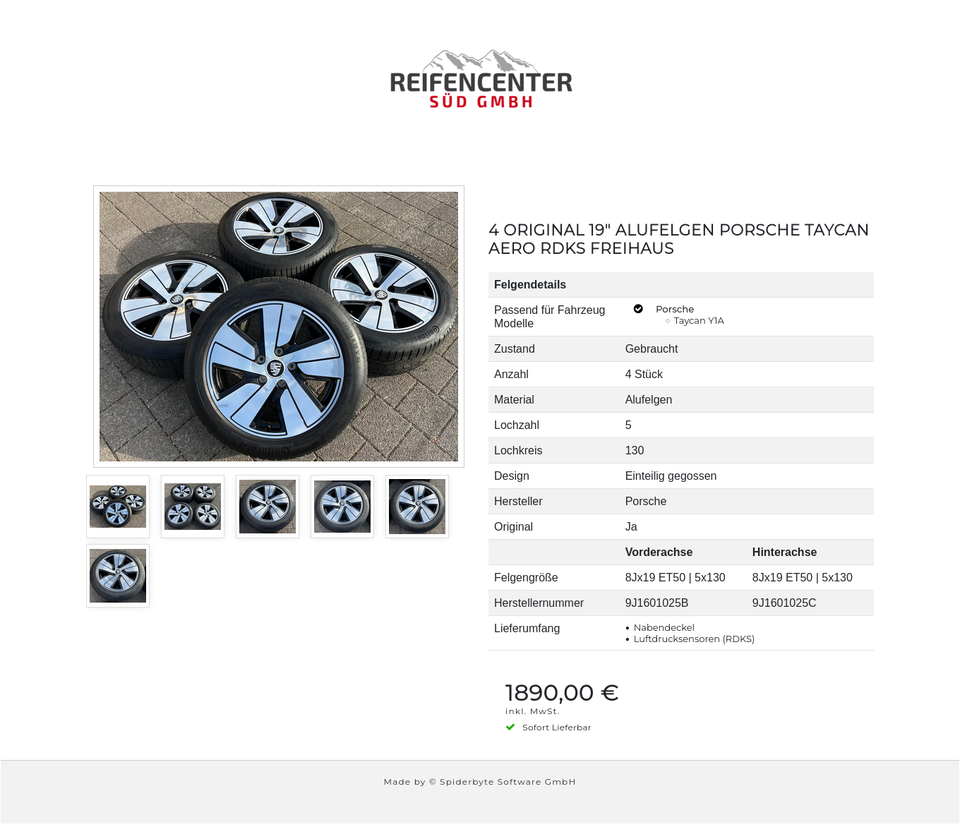 4 ORIGINAL 19" ALUFELGEN PORSCHE TAYCAN AERO RDKS FREIHAUS #22RL – Bild 7