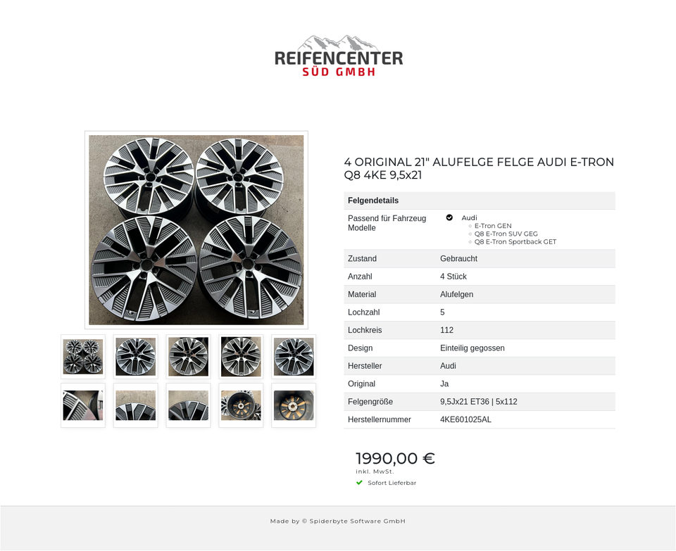 4 ORIGINAL 21" ALUFELGE FELGE AUDI E-TRON Q8 4KE 9,5x21 #1X5W – Bild 11