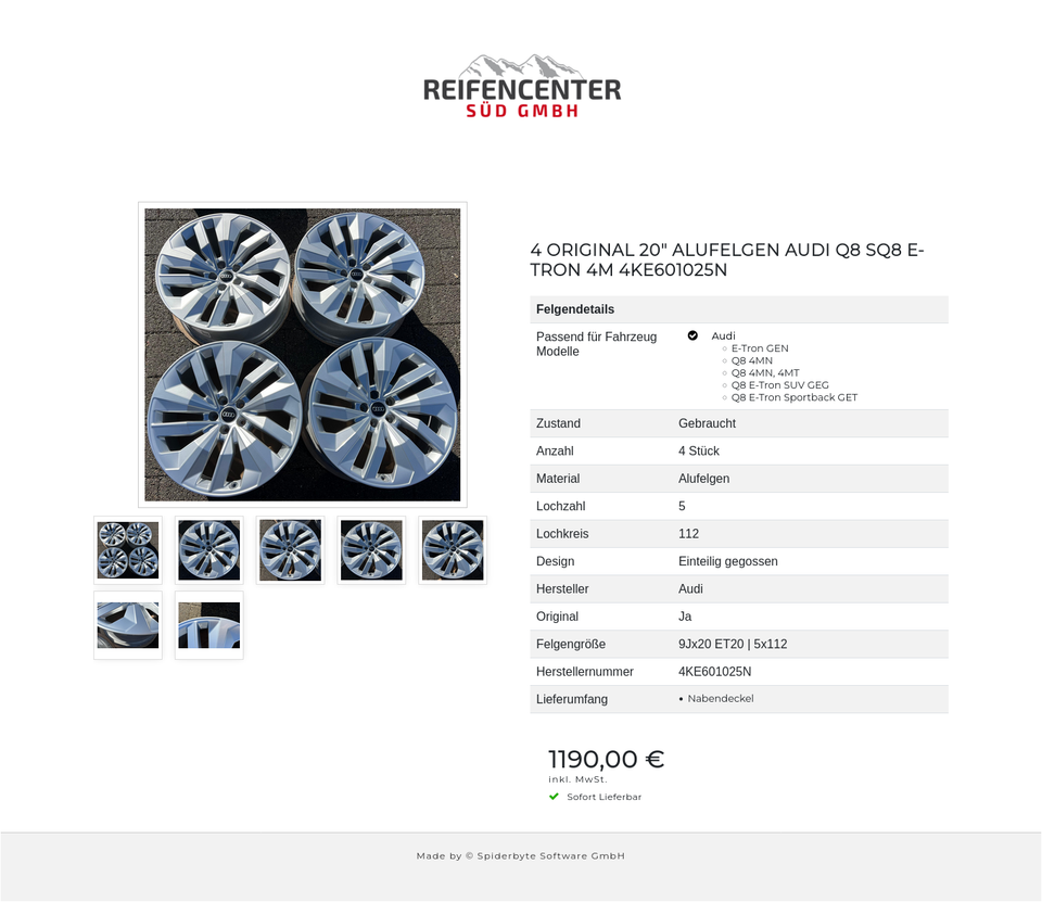 4 ORIGINAL 20" ALUFELGEN AUDI Q8 SQ8 E-TRON 4M 4KE601025N #26VD – Bild 8