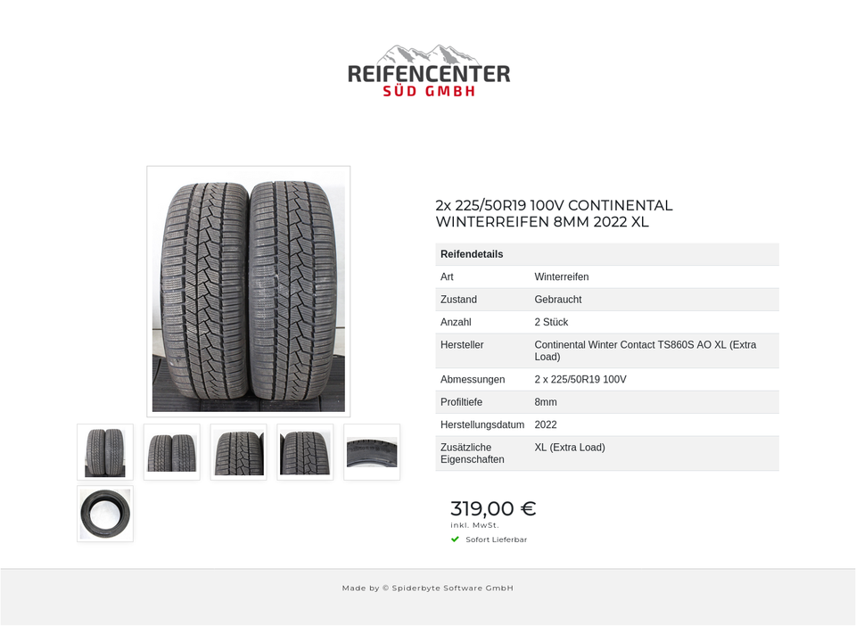 2x 225/50R19 100V CONTINENTAL WINTERREIFEN 8MM 2022 XL #24NL – Bild 7