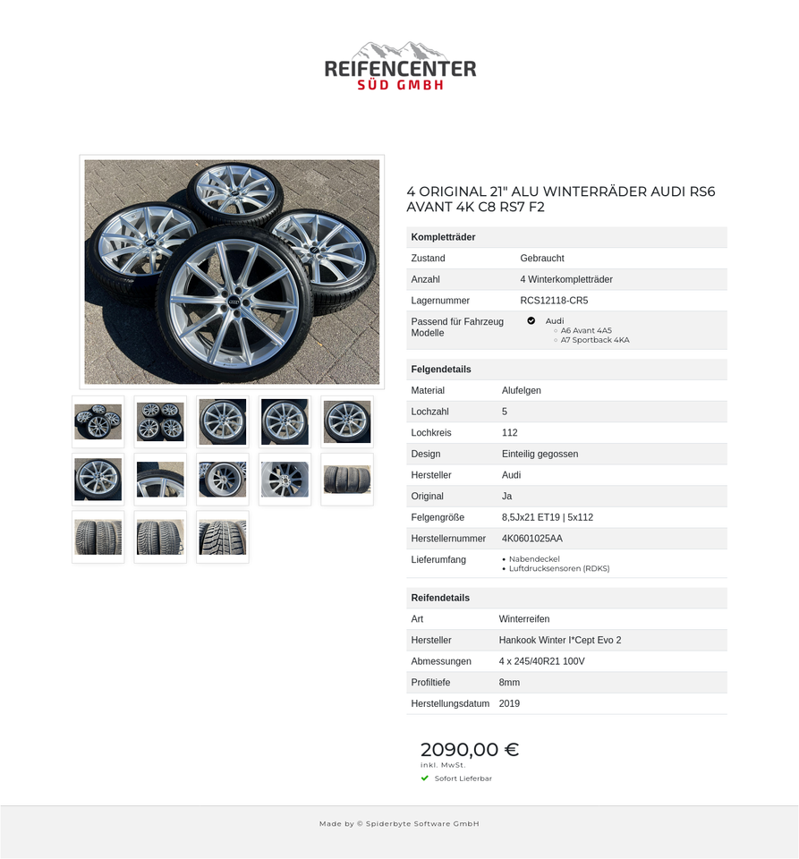 4 ORIGINAL 21" ALU WINTERRÄDER AUDI RS6 AVANT 4K C8 RS7 F2 #20EI – Bild 14