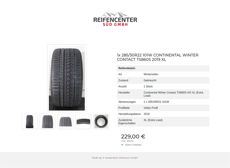 1x 285/30R22 101W CONTINENTAL WINTER CONTACT TS860S 2019 XL #21PP – Bild 6